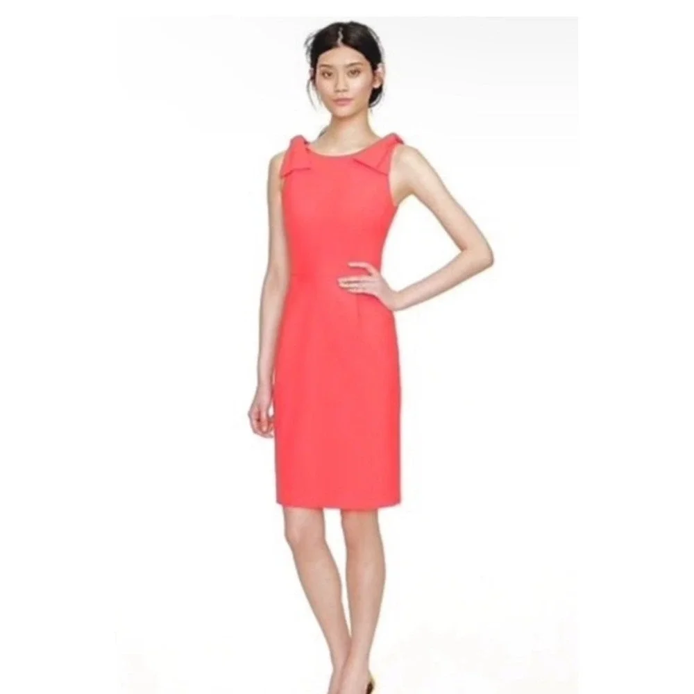 J.‎ Crew Coral Pink Origami Bow Detail Sheath Dress Womens Size 4